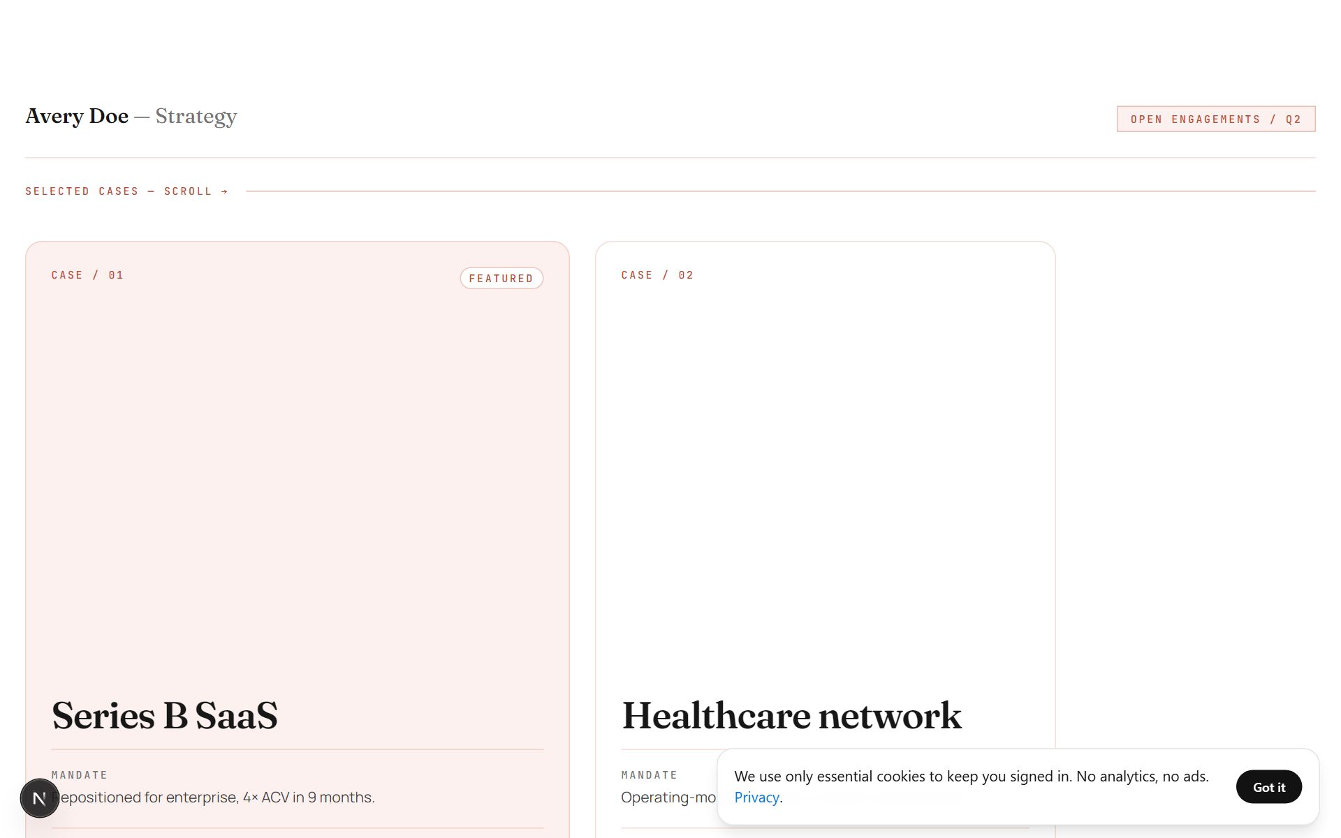 Consulting — Outcome Casebook