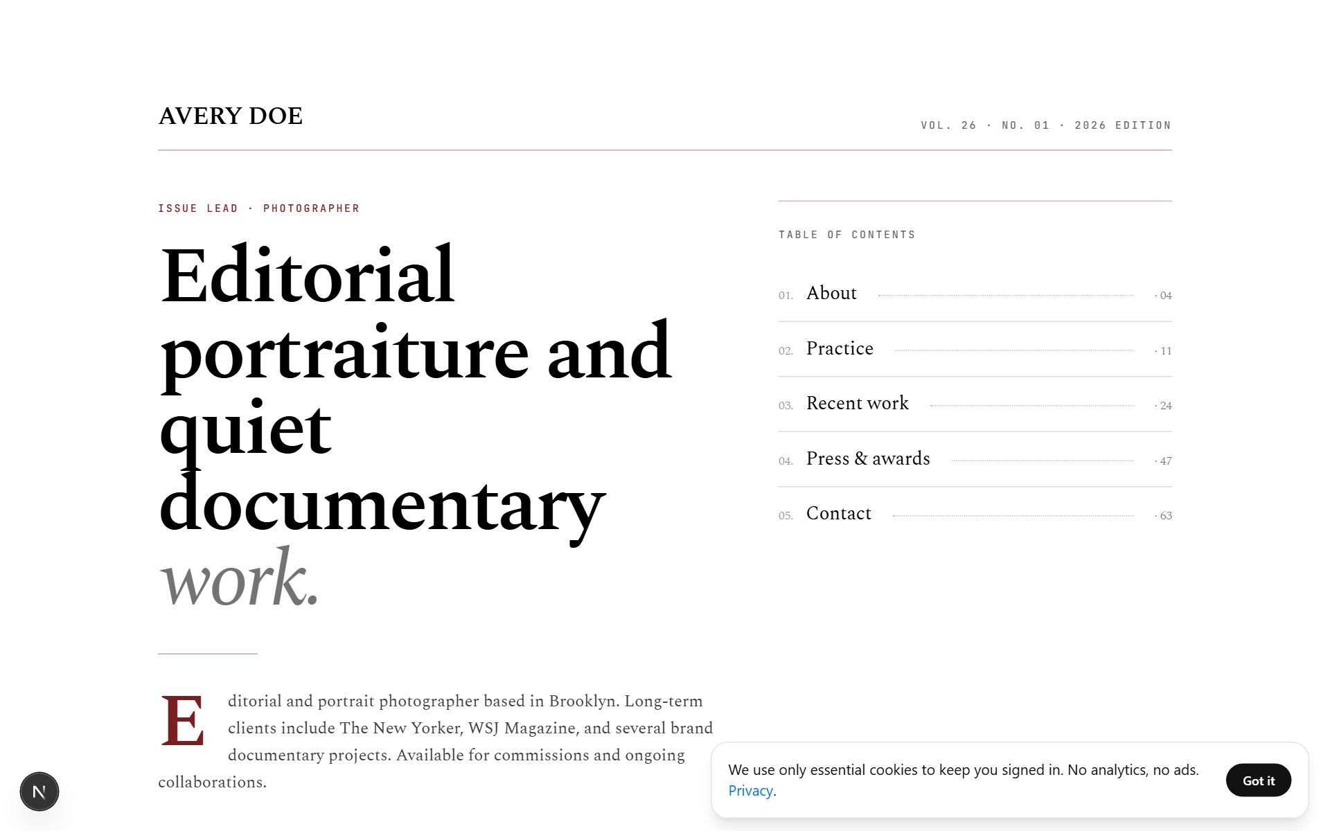 Creative — Editorial Typographic