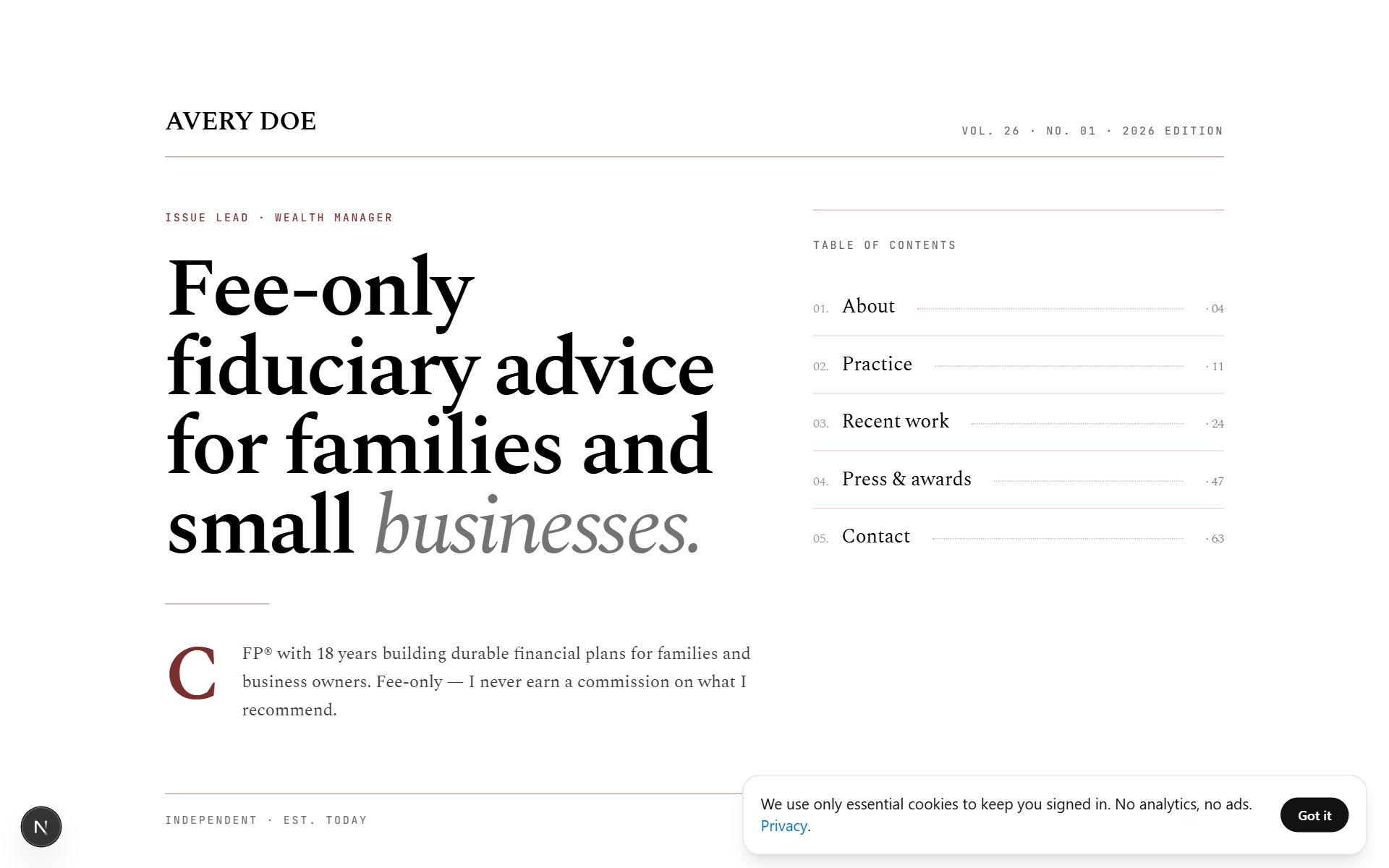 Finance — Editorial Fiduciary